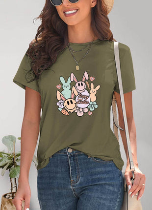 Graphic Round Neck Short Sleeve T-Shirt - MimiStylez