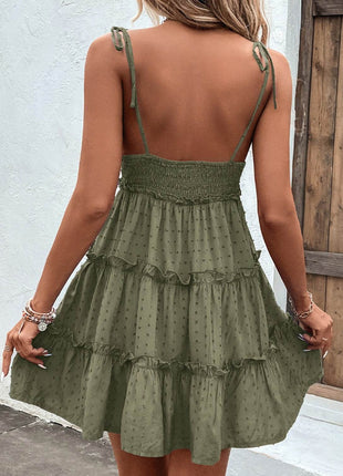 Frill Spaghetti Strap Tiered Dress - MimiStylez