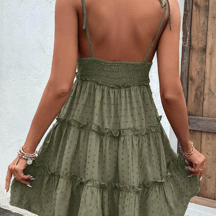 Frill Spaghetti Strap Tiered Dress - MimiStylez