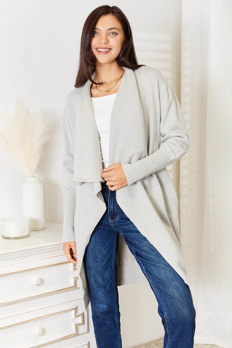 Open Front Duster Cardigan with Pockets - MimiStylez