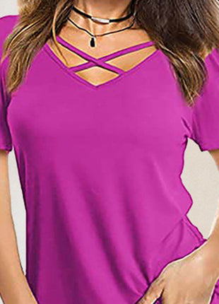 Crisscross Short Sleeve T-Shirt - MimiStylez