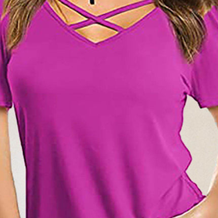 Crisscross Short Sleeve T-Shirt - MimiStylez