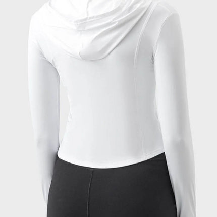 Pocketed Zip Up Hooded Long Sleeve Active Outerwear - MimiStylez