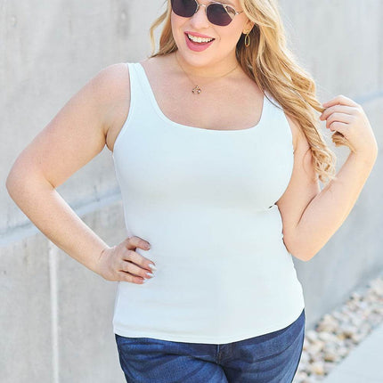 Basic Bae Full Size Square Neck Wide Strap Tank - MimiStylez