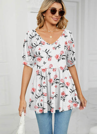 V-Neck Babydoll Blouse - MimiStylez