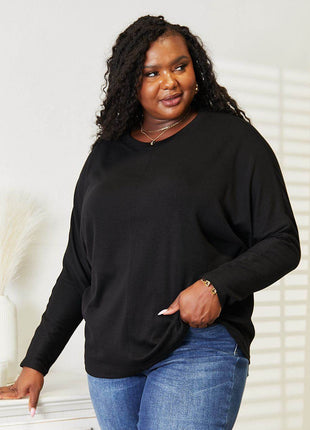 Double Take Seam Detail Round Neck Long Sleeve Top - MimiStylez