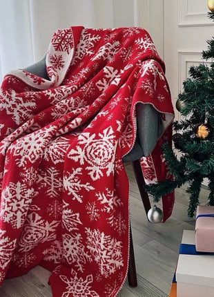 Christmas Nordic Knitted Snowflake Blanket