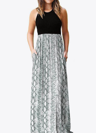 Empire Waist Sleeveless Dress with Pockets - MimiStylez