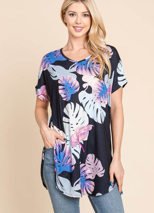 BOMBOM Printed Round Neck Short Sleeve T-Shirt - MimiStylez