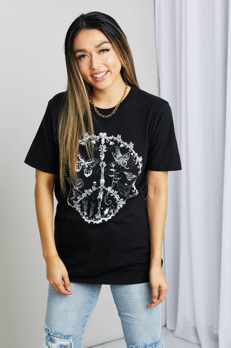 mineB Full Size Butterfly Graphic Tee Shirt - MimiStylez
