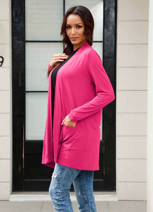 Basic Bae Full Size Open Front Long Sleeve Cardigan with Pockets - MimiStylez
