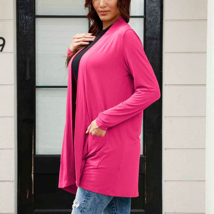 Basic Bae Full Size Open Front Long Sleeve Cardigan with Pockets - MimiStylez