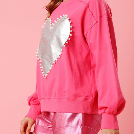 Pearl Trim Round Neck Sweatshirt - MimiStylez