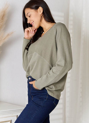 Culture Code Full Size V-Neck Long Sleeve T-Shirt - MimiStylez