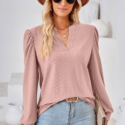 Notched Long Sleeve T-Shirt - MimiStylez