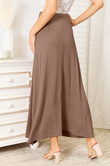Double Take Full Size Soft Rayon Drawstring Waist Maxi Skirt Rayon - MimiStylez