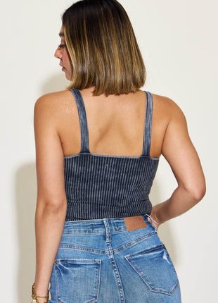 Zenana Ribbed Washed Square Neck Tank - MimiStylez