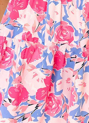 Ruffled Printed Cap Sleeve Mini Dress - MimiStylez