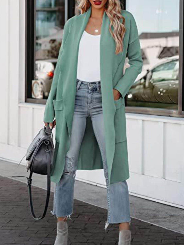 Open Front Dropped Shoulder Outerwear - MimiStylez