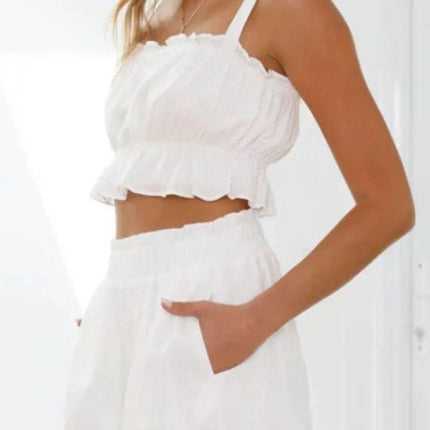 Ruffled Square Neck Cami and Shorts Set - MimiStylez