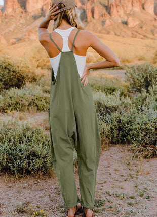 Double Take Full Size V-Neck Sleeveless Jumpsuit with Pockets - MimiStylez