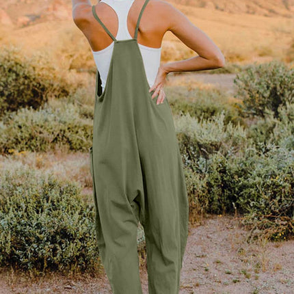 Double Take Full Size V-Neck Sleeveless Jumpsuit with Pockets - MimiStylez