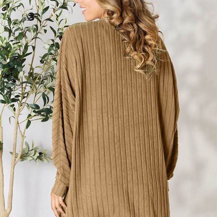 Basic Bae Full Size Ribbed Cocoon Cardigan - MimiStylez