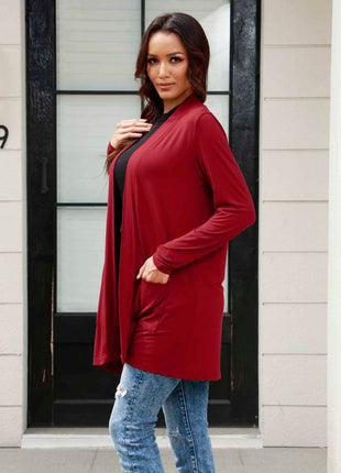 Basic Bae Full Size Open Front Long Sleeve Cardigan with Pockets - MimiStylez