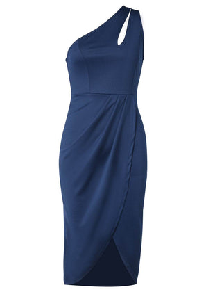 Ruched Cutout Single Shoulder Dress - MimiStylez