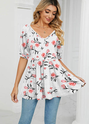 V-Neck Babydoll Blouse - MimiStylez