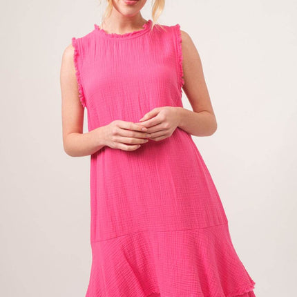 And The Why Washed Fringe Detail Tiered Dress - MimiStylez