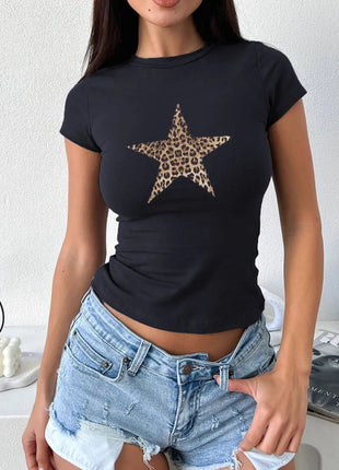 Devine Star Round Neck Short Sleeve T-Shirt - MimiStylez