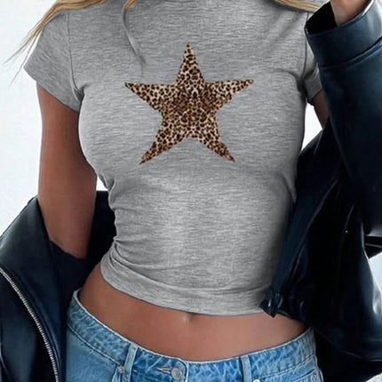 Devine Star Round Neck Short Sleeve T-Shirt - MimiStylez