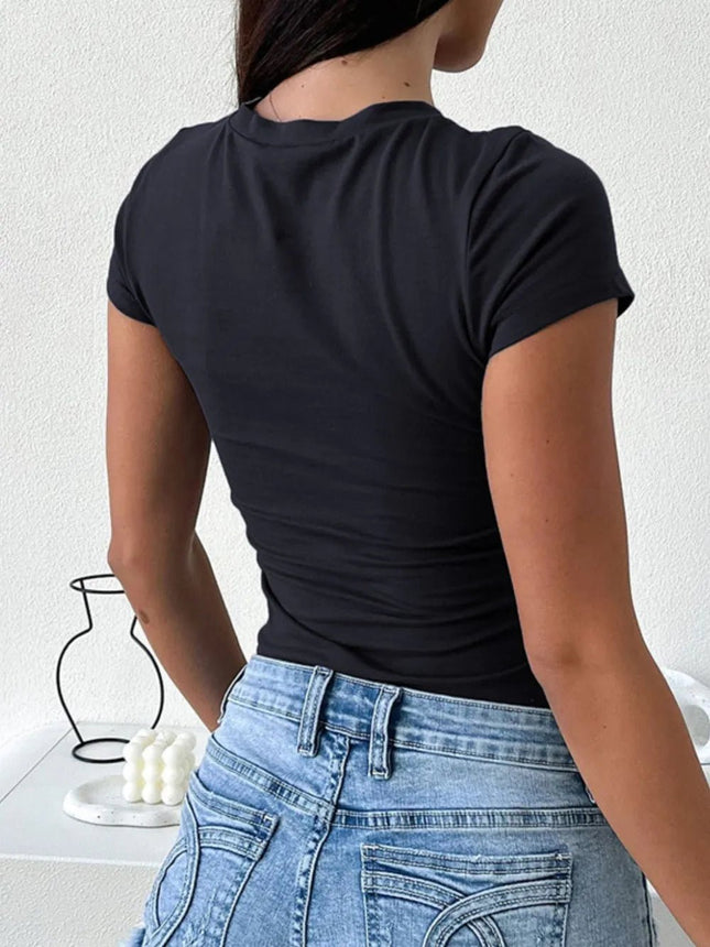 Devine Star Round Neck Short Sleeve T-Shirt - MimiStylez
