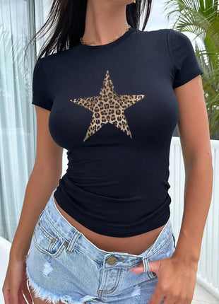 Devine Star Round Neck Short Sleeve T-Shirt - MimiStylez