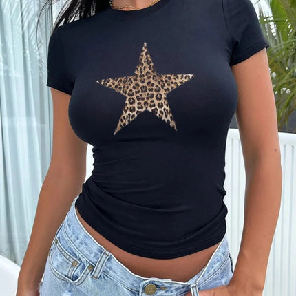 Devine Star Round Neck Short Sleeve T-Shirt - MimiStylez