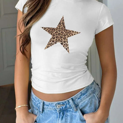 Devine Star Round Neck Short Sleeve T-Shirt - MimiStylez