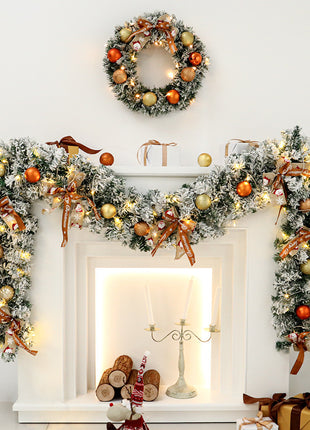 60cm Christmas Wreath With Glitter Balls & LED Lights - Festive Holiday Decor