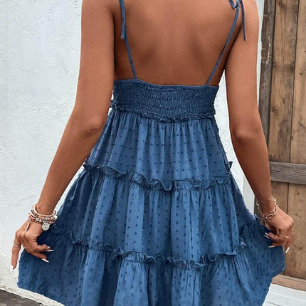 Frill Spaghetti Strap Tiered Dress - MimiStylez