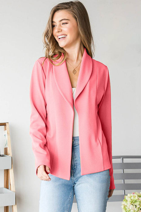 Heimish Open Front Long Sleeve Blazer - MimiStylez