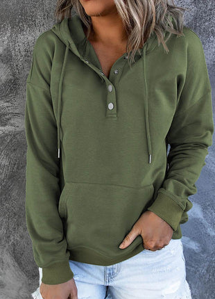 Dropped Shoulder Long Sleeve Hoodie with Pocket - MimiStylez