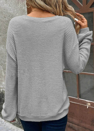 Plus Size Relaxed Fit Waffle Knit Round Neck T-Shirt - MimiStylez