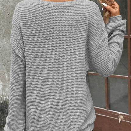 Plus Size Relaxed Fit Waffle Knit Round Neck T-Shirt - MimiStylez