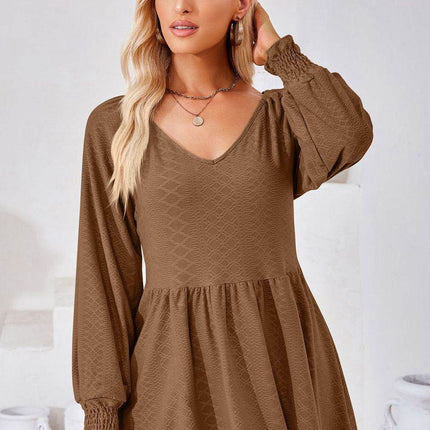 V-Neck Lantern Sleeve Blouse - MimiStylez