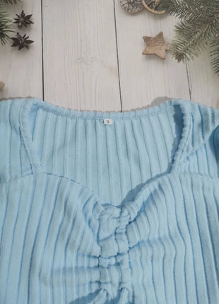 Drawstring Ruched Long Sleeve Ribbed Top - MimiStylez