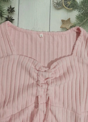 Drawstring Ruched Long Sleeve Ribbed Top - MimiStylez