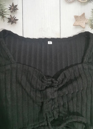 Drawstring Ruched Long Sleeve Ribbed Top - MimiStylez