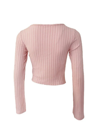 Drawstring Ruched Long Sleeve Ribbed Top - MimiStylez