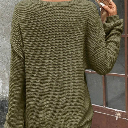 Plus Size Relaxed Fit Waffle Knit Round Neck T-Shirt - MimiStylez