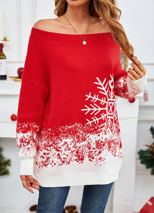Off-Shoulder Long Sleeve Sweater - MimiStylez